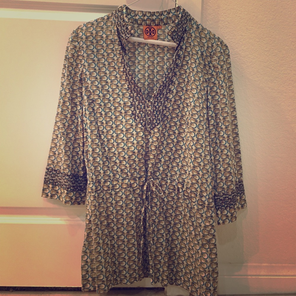 EUC Tory Burch Elephant Print Cotton Tunic Size 4
